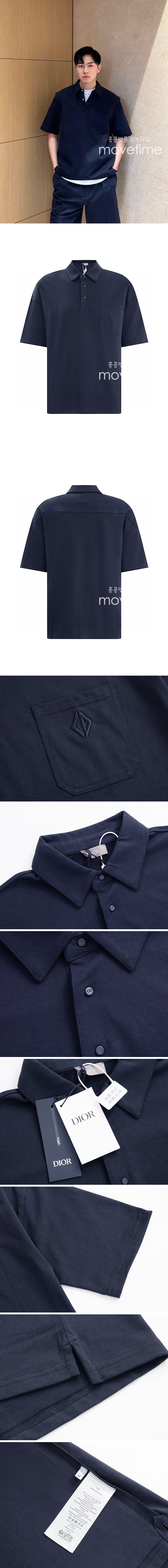 [홍콩명품,Christian Dior] 디올 25SS 로고 다이아몬드 자수 카라 폴로 반팔 티셔츠 (네이비), BM21321, JU, 명품레플리카,미러급,온라인쇼핑몰사이트