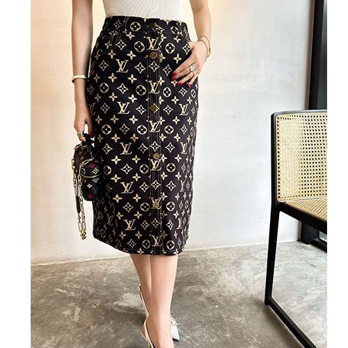 [홍콩명품.LOUIS VUITTON] 루이비통 25SS 로고 여성 모노그램 데님 미디 스커트 (네이비), BM21358, TBG, 명품레플리카,미러급,온라인쇼핑몰사이트