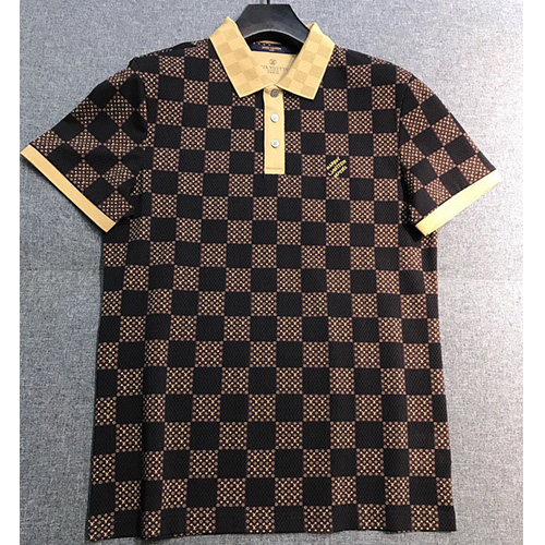 [홍콩명품.LOUIS VUITTON] 루이비통 25SS 로고 다미에 모노그램 카라 폴로 반팔 티셔츠 (브라운), BM21398, JQ, 명품레플리카,미러급,온라인쇼핑몰사이트