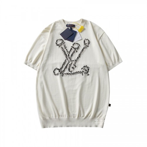 [홍콩명품.LOUIS VUITTON] 루이비통 25SS 로고 그래픽 니트 반팔 티셔츠 (아이보리), BM21442, JU, 명품레플리카,미러급,온라인쇼핑몰사이트