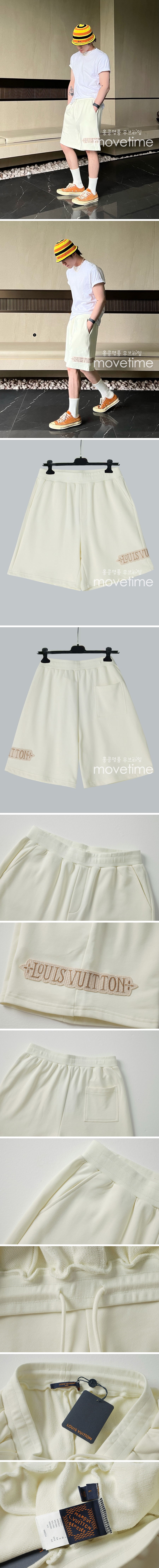 [홍콩명품.LOUIS VUITTON] 루이비통 25SS 로고 자수 쇼츠 반바지 (아이보리), BM21476, JU, 명품레플리카,미러급,온라인쇼핑몰사이트