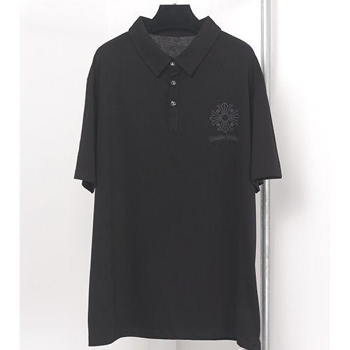 [홍콩명품.Chrome Hearts] 크롬하츠 25SS 로고 프린트 카라 폴로 반팔 티셔츠 (블랙), BM21512, JL, 명품레플리카,미러급,온라인쇼핑몰사이트