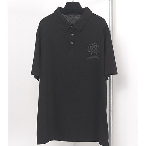 [홍콩명품.Chrome Hearts] 크롬하츠 25SS 로고 프린트 카라 폴로 반팔 티셔츠 (블랙), BM21512, JL, 명품레플리카,미러급,온라인쇼핑몰사이트