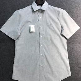 [홍콩명품.Brunello Cucinelli ] 브루넬로 쿠치넬리 25SS 로고 자수 린넨 반팔 남방 셔츠 (그레이), BM21564, JQ, 명품레플리카,미러급,온라인쇼핑몰사이트