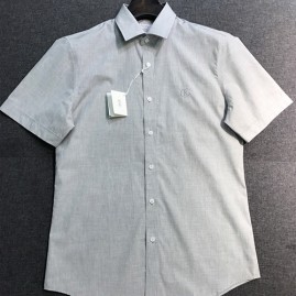 [홍콩명품.Brunello Cucinelli ] 브루넬로 쿠치넬리 25SS 로고 자수 린넨 반팔 남방 셔츠 (그레이), BM21564, JQ, 명품레플리카,미러급,온라인쇼핑몰사이트
