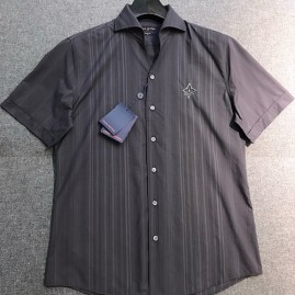 [홍콩명품.LOUIS VUITTON] 루이비통 25SS 로고 자수 반팔 남방 셔츠 (블랙), BM21565, JQ, 명품레플리카,미러급,온라인쇼핑몰사이트