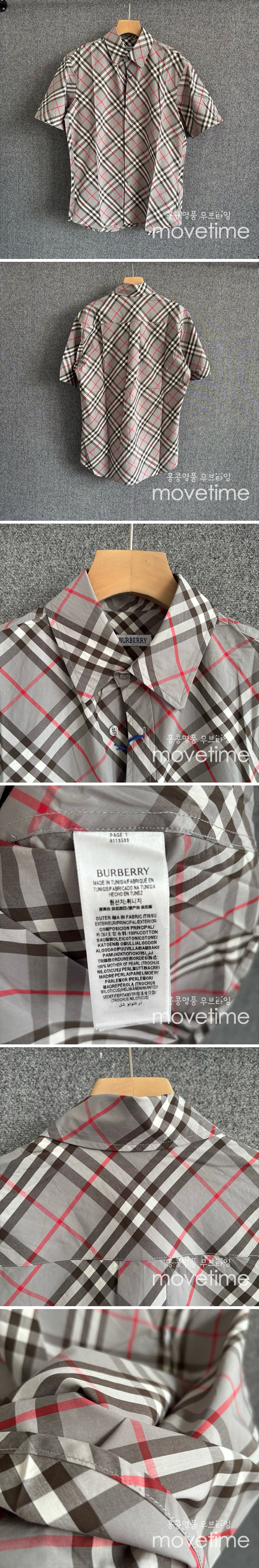[홍콩명품.Burberry] 버버리 25SS 로고 체크패턴 반팔 남방 셔츠 (그레이), BM21567, JU, 명품레플리카,미러급,온라인쇼핑몰사이트