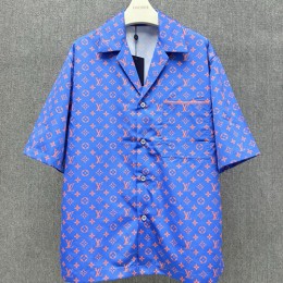 [홍콩명품.LOUIS VUITTON] 루이비통 25SS 로고 모노그램 반팔 남방 셔츠 + 쇼츠 반바지 상하의 세트 (블루), BM21595, JU, 명품레플리카,미러급,온라인쇼핑몰사이트
