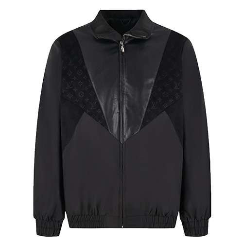 [홍콩명품.LOUIS VUITTON] 루이비통 25SS 로고 모노그램 레더 가죽 레이어드 봄버 자켓 (블랙), BM21682, KK, 레플리카의류,미러급사이트