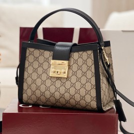 [가격문의][홍콩명품.Gucci] 구찌 25SS 로고 패드록 미디엄 탑 핸들 핸드백 베이지 블랙 GG 패브릭 838992, BGM5039, GU2, 홍콩명품가방,명품쇼핑몰,크로스백,핸드백,구매대행