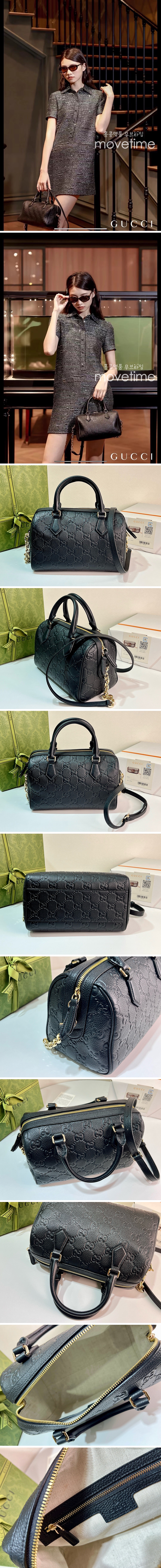 [홍콩명품.Gucci] 구찌 25SS 로고 GG 엠블럼 스몰 탑 핸들 숄더백 블랙 가죽 815255 AAEEM 1000, BGM5052, GU2, 홍콩명품가방,명품쇼핑몰,크로스백,핸드백,구매대행