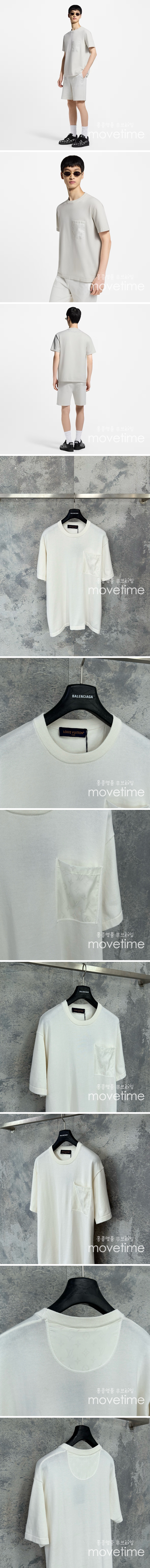 [홍콩명품.LOUIS VUITTON] 루이비통 25SS 로고 모노그램 니트 반팔 티셔츠 (화이트), BM21691, JU, 레플리카의류,미러급사이트