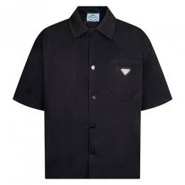 [홍콩명품,PRADA] 프라다 25SS 삼각로고 반팔 남방 셔츠 (블랙), BM21730, S1F, 레플리카의류,미러급사이트
