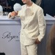 [가격문의][홍콩명품.BOTTEGA VENETA] 보테가베네타 25SS 로고 브로치 스트라이프 정장 수트 상하의 세트 (화이트), BM21750, SAM, 레플리카의류,미러급사이트