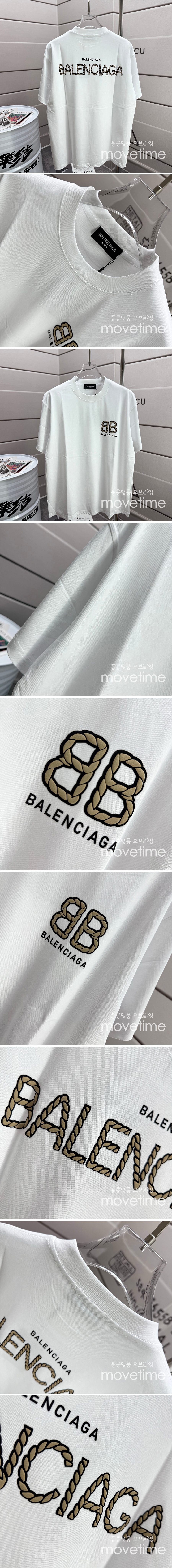 [가격문의][홍콩명품.BALENCIAGA] 발렌시아가 25SS 로고 프린트 반팔 티셔츠 (화이트), BM21759, G5, 레플리카의류,미러급사이트