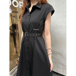 [홍콩명품,Christian Dior] 디올 25SS 로고 여성 슬리브리스 카라 벨티드 원피스 (2컬러), BM21764, COCO, 레플리카의류,미러급사이트