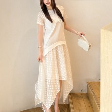 [가격문의][홍콩명품.LOUIS VUITTON] 루이비통 25SS 로고 여성 반팔 원피스 (화이트), BM21780, TBG, 레플리카의류,미러급사이트