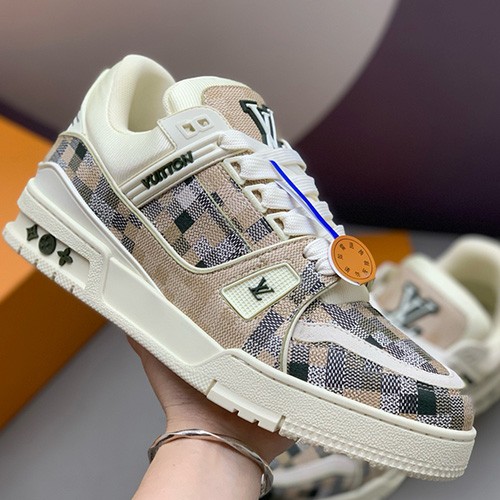 [홍콩명품.LOUIS VUITTON] 루이비통 25SS 로고 다미에 트레이너 스니커즈 운동화 (베이지), SE5341, PMD, 명품스니커즈,운동화,구두,로퍼,하이탑,신발