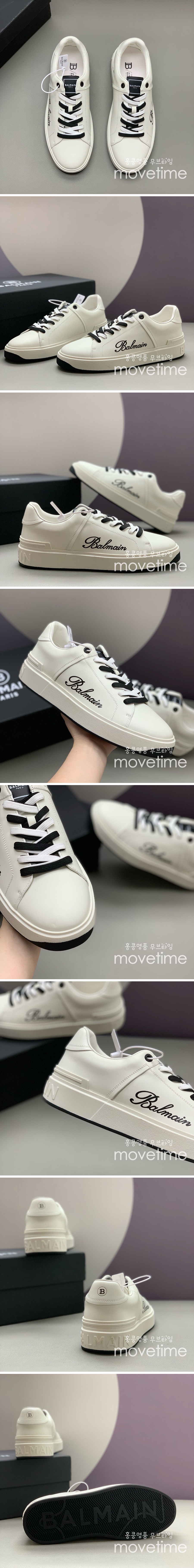 [홍콩명품.BALMAIN] 발망 25SS 로고 레더 가죽 스니커즈 운동화 (화이트), SE5350, PMD, 명품스니커즈,운동화,구두,로퍼,하이탑,신발