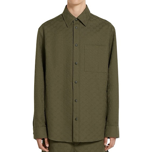 [홍콩명품.Gucci] 구찌 25SS 로고 GG수프림 울 남방 셔츠 (카라멜), BM21869, KB, 레플리카의류,미러급사이트