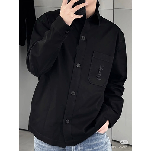 [홍콩명품.YSL] 입생로랑 25SS 로고 자수 남방 셔츠 (2컬러), BM21871, KB, 레플리카의류,미러급사이트