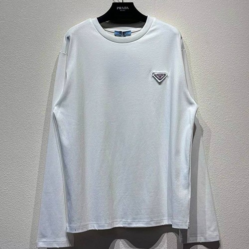 [홍콩명품,PRADA] 프라다 25SS 삼각로고 긴팔 티셔츠 (화이트), BM21904, KB, 레플리카의류,미러급사이트