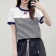 [홍콩명품,MIU MIU] 미우미우 25SS 로고 여성 스트라이프 반팔 티셔츠 (2컬러), BM21922, KB, 레플리카의류,미러급사이트