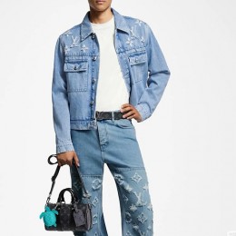 [가격문의][홍콩명품.LOUIS VUITTON] 루이비통 25SS 로고 빈티지 데님 자켓 + 데님 팬츠 진 청바지 상하의 세트, BM22010, KB, 레플리카의류,미러급사이트
