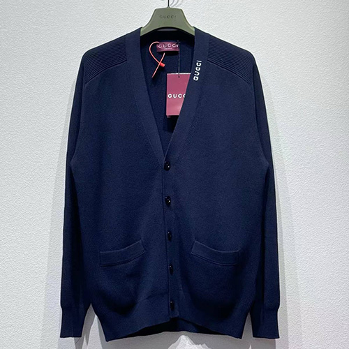 [홍콩명품.Gucci] 구찌 25SS 로고 V넥 니트 가디건 (네이비), BM22018, KB, 레플리카의류,미러급사이트