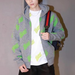 [가격문의][홍콩명품.Gucci] 구찌 25SS 로고 패턴 울 캐시미어 후드 집업 자켓 (그레이), BM22028, KK, 레플리카의류,미러급사이트