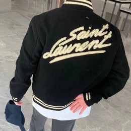 [가격문의][홍콩명품.YSL] 입생로랑 25SS 로고 울 바시티 자켓 (블랙), BM22031, KK, 레플리카의류,미러급사이트