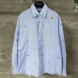 [가격문의][홍콩명품.Gucci] 구찌 25SS 로고 GG수프림 남방 셔츠 (스카이블루), BM22034, KK, 레플리카의류,미러급사이트