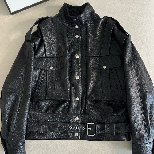 [홍콩명품.YSL] 입생로랑 25SS 로고 레더 가죽 자켓 (블랙), BM22081, TOM, 레플리카의류,미러급사이트