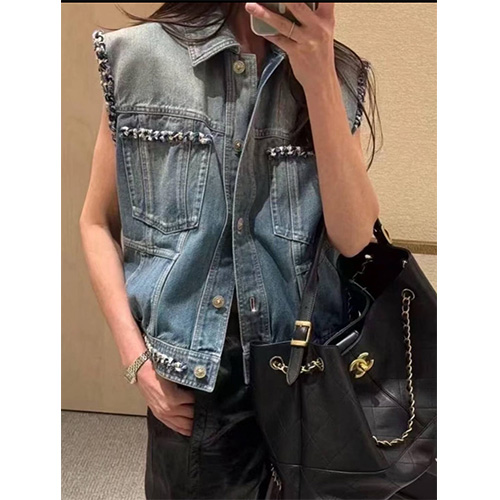 [홍콩명품.CHANEL] 샤넬 25SS 로고 여성 슬리브리스 데님 자켓, BM22189, SS, 레플리카의류,미러급사이트