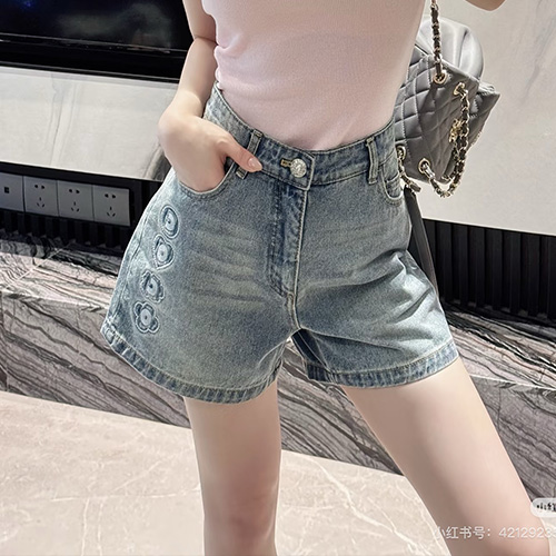 [홍콩명품.CHANEL] 샤넬 25SS 로고 여성 데님 미니 쇼츠 반바지 핫팬츠, BM22198, SS, 레플리카의류,미러급사이트