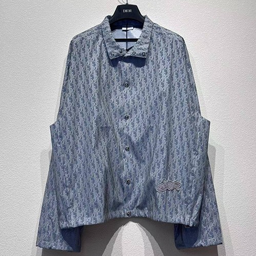 [홍콩명품,Christian Dior] 디올 25SS 로고 오블리크 카라 자켓 (블루), BM22202, KB, 레플리카의류,미러급사이트