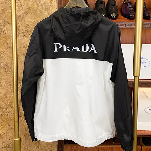 [홍콩명품,PRADA] 프라다 25SS 삼각로고 후드 바람막이 자켓 (블랙-화이트), BM22242, S1F, 레플리카의류,미러급사이트