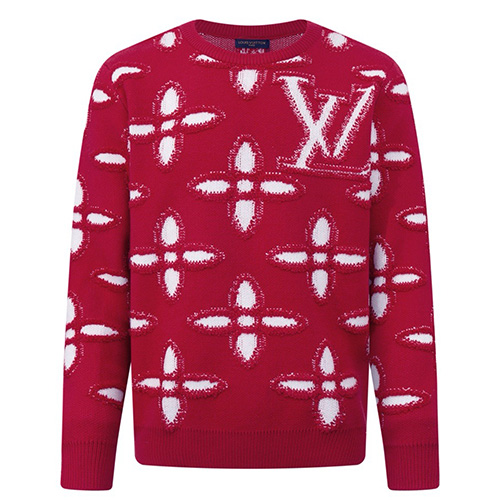 [홍콩명품.LOUIS VUITTON] 루이비통 25SS 로고 모노그램 캐시미어 니트 스웨터 (레드), BM22253, S1F, 레플리카의류,미러급사이트