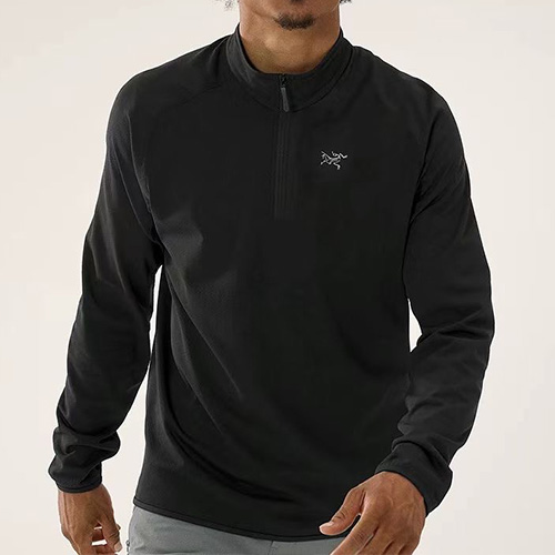 [홍콩명품. ARCTERYX] 아크테릭스 25SS 로고 기능성 하프지퍼 긴팔 티셔츠 (블랙), BM22281, X2, 레플리카의류,미러급사이트