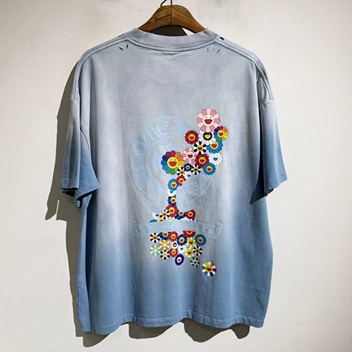 [홍콩명품.Chrome Hearts] 크롬하츠 25SS 로고 그래픽 워싱 반팔 티셔츠 (스카이블루), BM22283, X2, 레플리카의류,미러급사이트