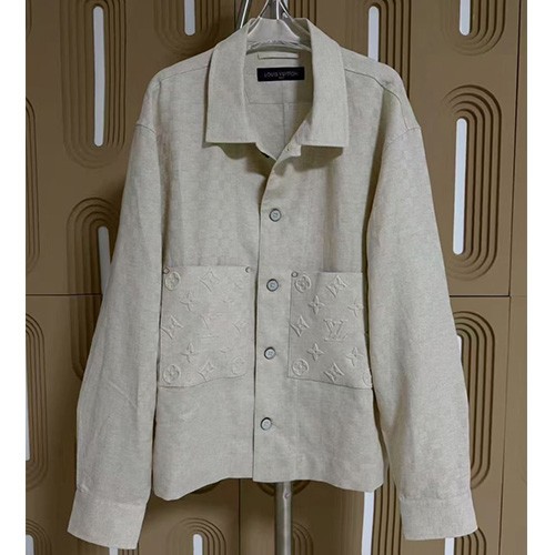 [홍콩명품.LOUIS VUITTON] 루이비통 25SS 로고 모노그램 린넨 남방 셔츠 (베이지), BM22285, X2, 레플리카의류,미러급사이트