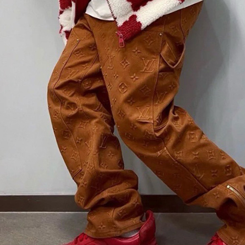 [홍콩명품.LOUIS VUITTON] 루이비통 25SS 로고 모노그램 오버핏 데님 팬츠 진 청바지 (브라운), BM22309, KK, 레플리카의류,미러급사이트