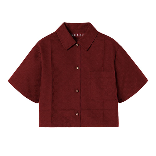 [홍콩명품.Gucci] 구찌 25SS 로고 여성 GG수프림 쇼트 반팔 남방 셔츠 (레드), BM22493, MC, 레플리카의류,미러급사이트
