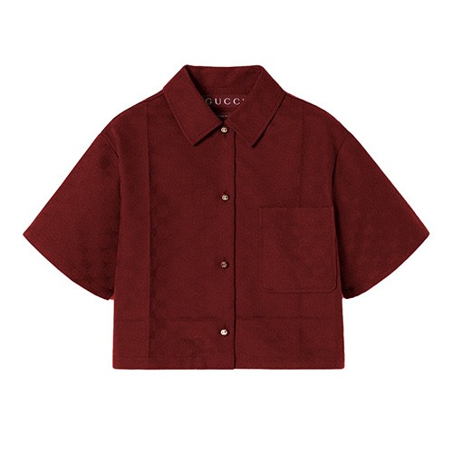 [홍콩명품.Gucci] 구찌 25SS 로고 여성 GG수프림 쇼트 반팔 남방 셔츠 (레드), BM22493, MC, 레플리카의류,미러급사이트