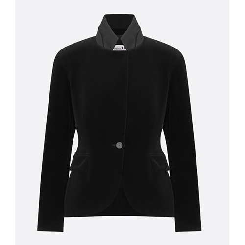 [홍콩명품,Christian Dior] 디올 25SS 로고 여성 슬림핏 벨벳 정장 자켓 (블랙), BM22505, MC, 레플리카의류,미러급사이트