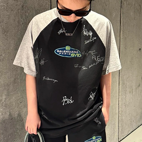 [홍콩명품.BALENCIAGA] 발렌시아가 25SS 로고 자수 반팔 티셔츠 (블랙), BM22553, KB, 레플리카의류,미러급사이트