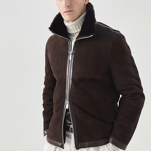 [홍콩명품.Brunello Cucinelli ] 브루넬로 쿠치넬리 25SS 로고 레더 가죽 자켓 (브라운), BM22592, TOM, 레플리카의류,미러급사이트