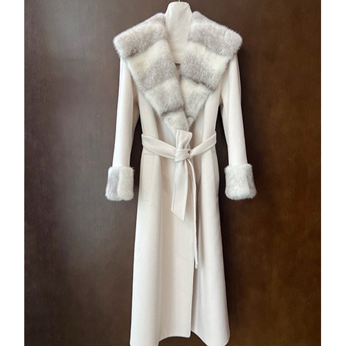 [홍콩명품.Loro Piana] 로로피아나 25SS 로고 여성 퍼카라 캐시미어 코트 자켓 (화이트), BM22616, KSM, 레플리카의류,미러급사이트
