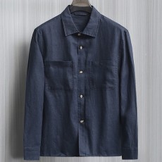 [홍콩명품.Loro Piana] 로로피아나 25SS 로고 린넨 남방 셔츠 (네이비), BM22646, KSM, 레플리카의류,미러급사이트