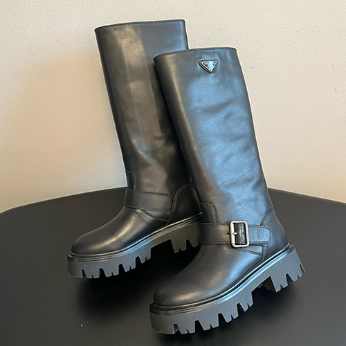 [홍콩명품,PRADA] 프라다 25SS 로고 여성 레더 가죽 워커 부츠 (블랙), SE5524, GHS, 명품스니커즈,운동화,구두,로퍼,하이탑,신발